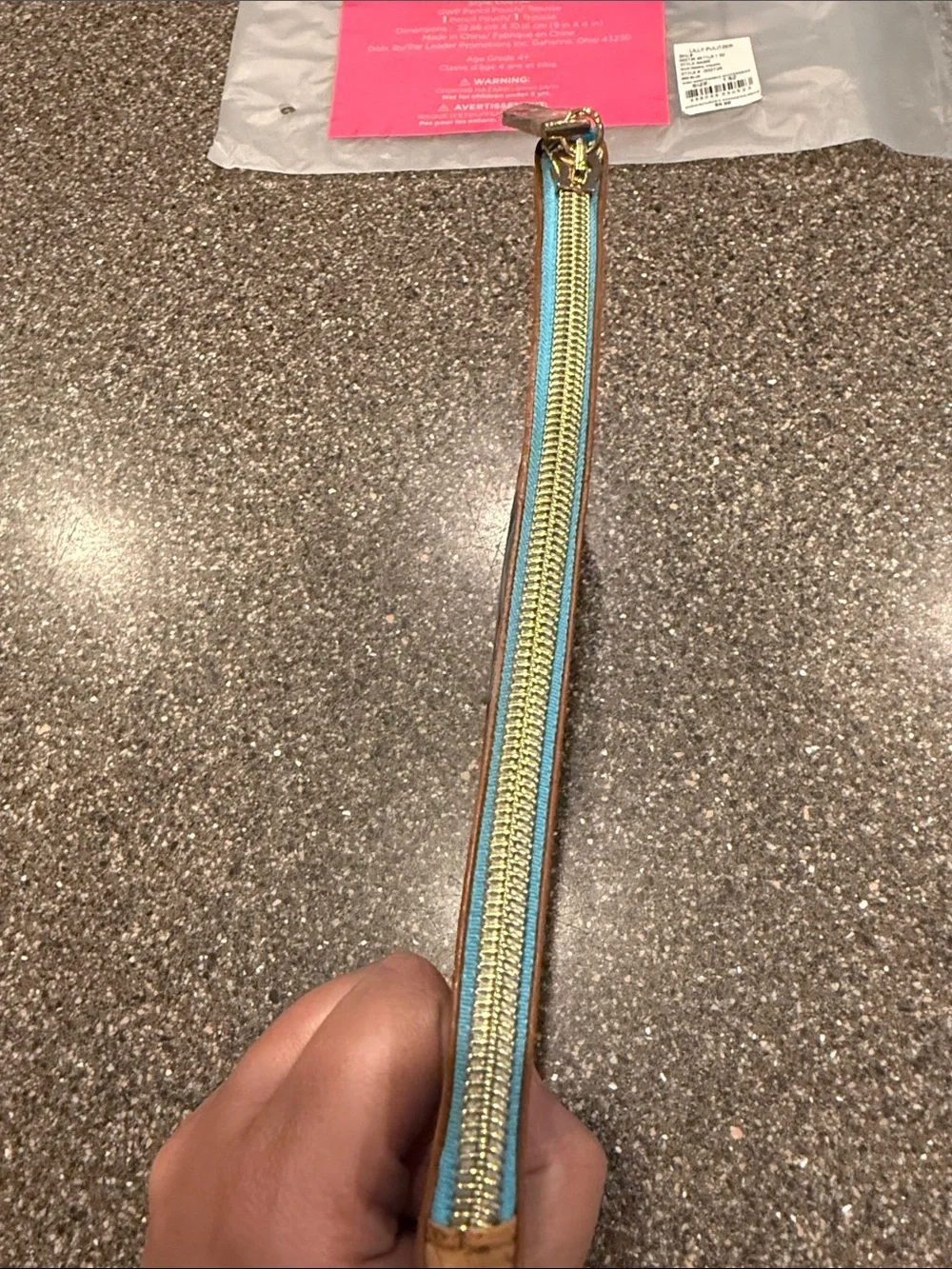Lilly Pulitzer Blue & Teal Floral Pencil Case with Cork Trim
